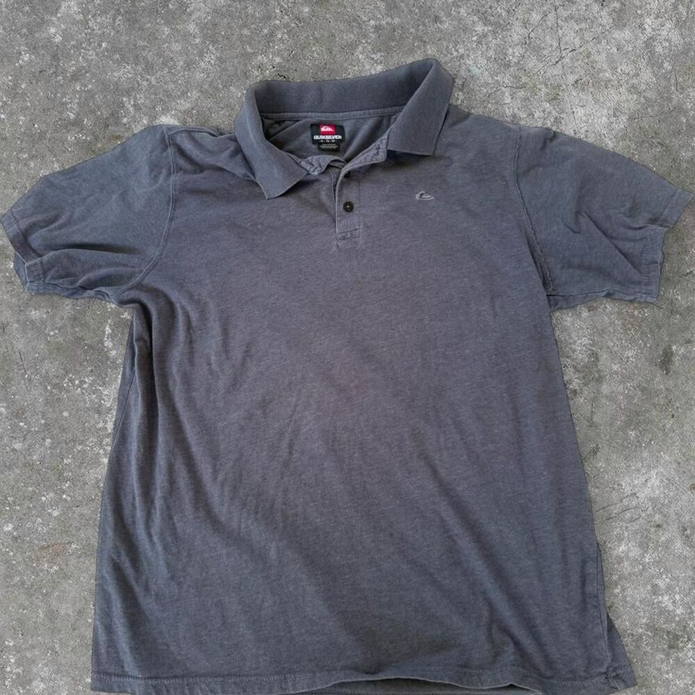 Quiksilver Men’s Gray Polo Shirt Short Sleeve Casual Surf Logo Size XL